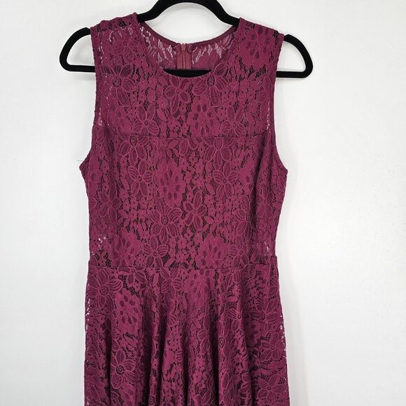 Lulus Red Skater Dress Lace Work Wedding Date Night Cute Sleeveless XL Flirty - Picture 6 of 11